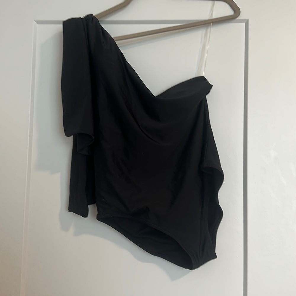 Black One Shoulder One Piece Bathing Suit